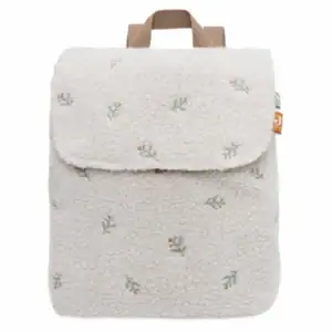Rugtas voor baby met teddy patroon en naamoptie, perfect voor kinderopvang en babyverzorging.