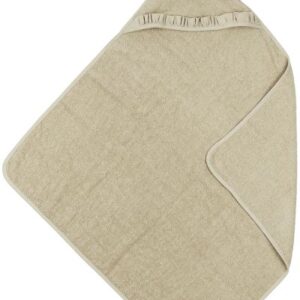 Badcape badstof 80x80cm Sand met naamoptie voor baby's en peuters.