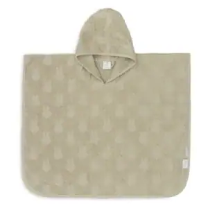 Olive groene badponcho van badstof met Miffy jacquard patroon voor baby's.